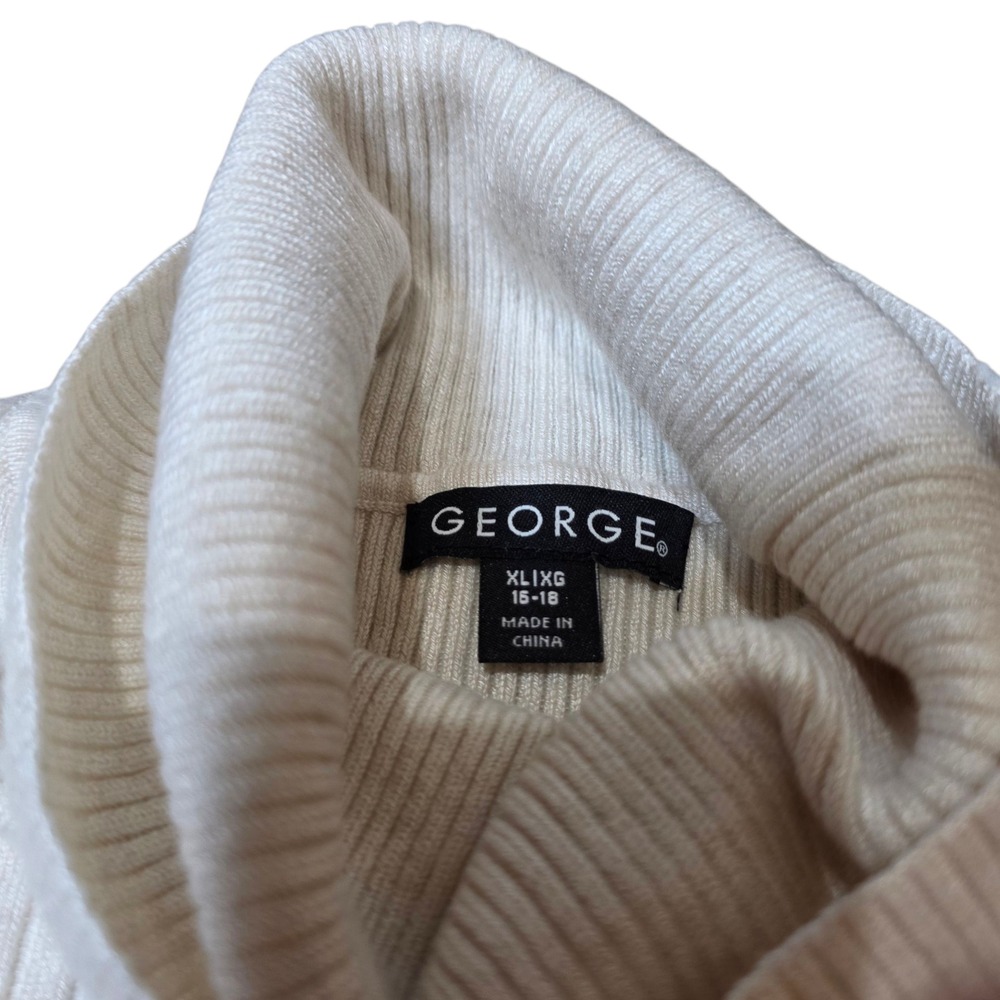 George‎ Wheat Heather Ribbed Turtleneck Long Sleeve Sweater Top Sz XL NWT - Picture 3 of 6